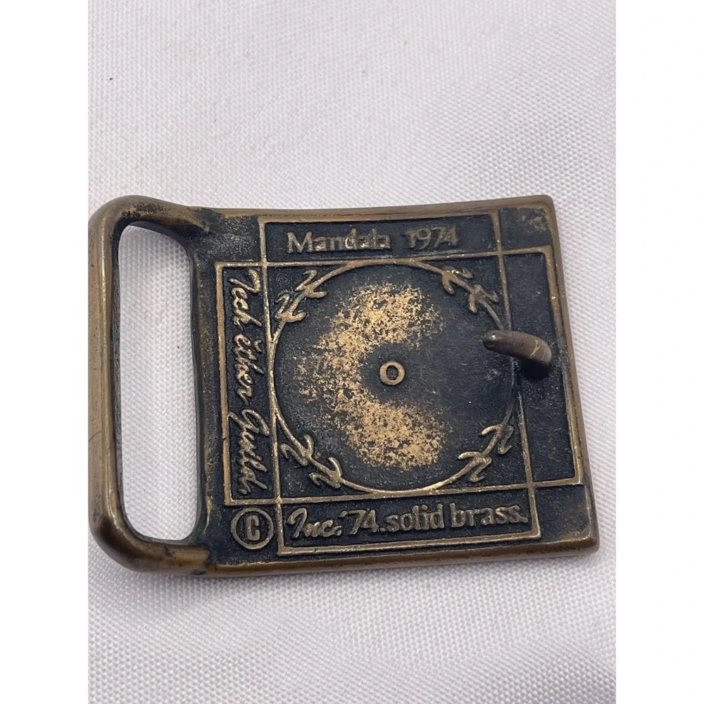 Tech-Ether Guild Mandala 1974 Solid Brass Vintage Belt Buckle Nice‎ Condition!